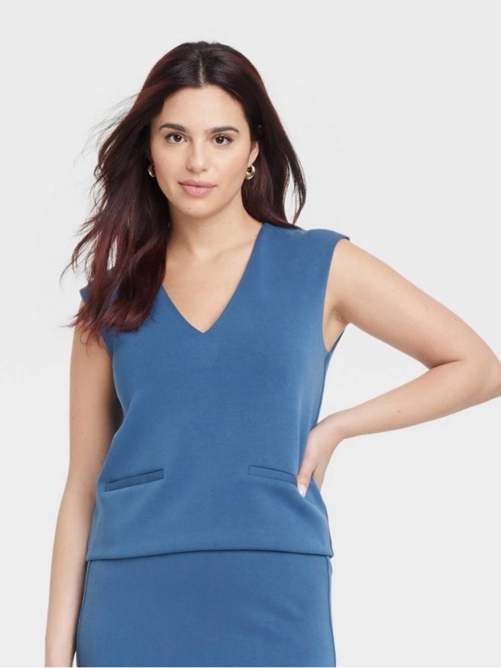 a new day Blue V-Neck Women's Top
